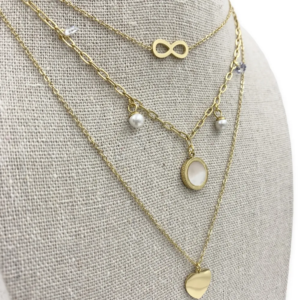 CAC5955-Infinito Tondo e Cuore - Collana Multifilo in Acciaio - CAC413-0122