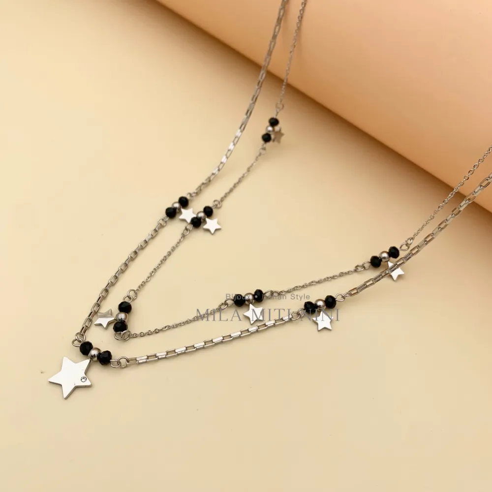 Doppio con Stella-Collana Corta in Acciaio - CAC413-1285