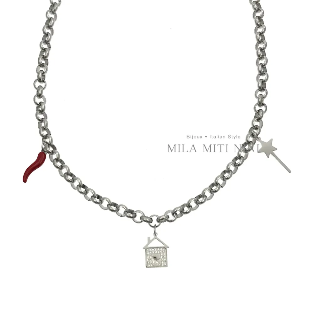 Casa Cornino Bacchetta Magica -Collana Corta in Acciaio - CAC413-1573