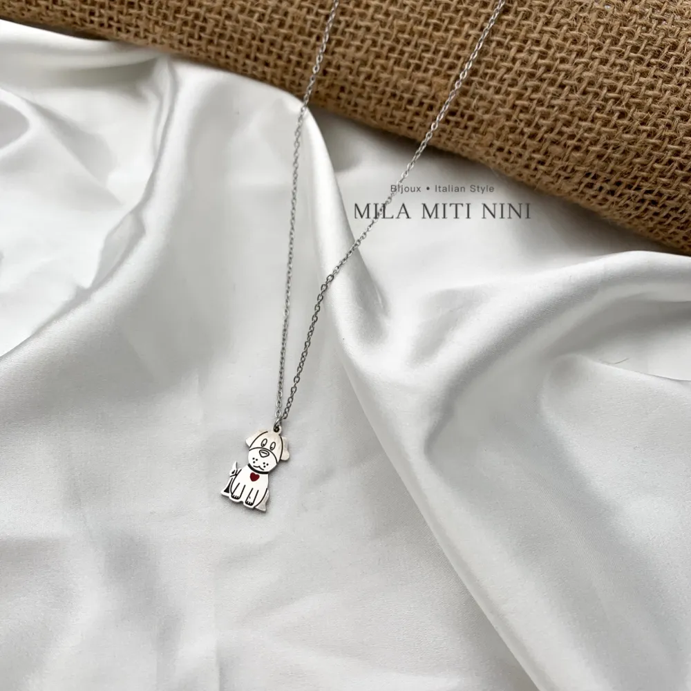 Cane Smaltato-Collana Corta in Acciaio - CAC-413-1601