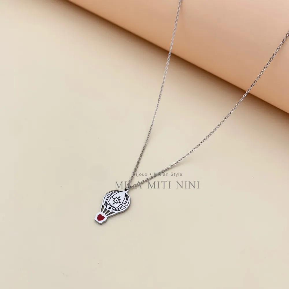 Mongolfiera Smaltata-Collana Corta in Acciaio - CAC413-1641