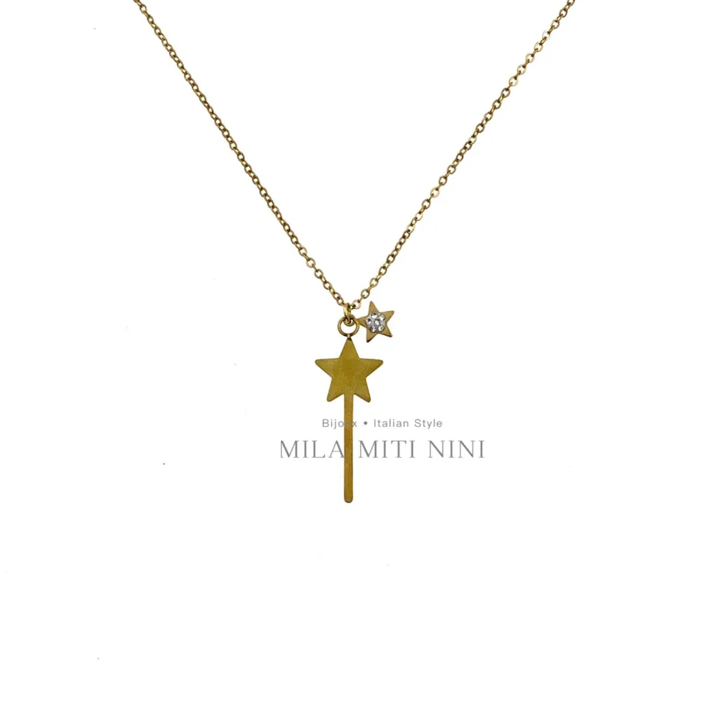 Bacchetta Magica con Stella-Collana Corta in Acciaio - CAC413-1671A