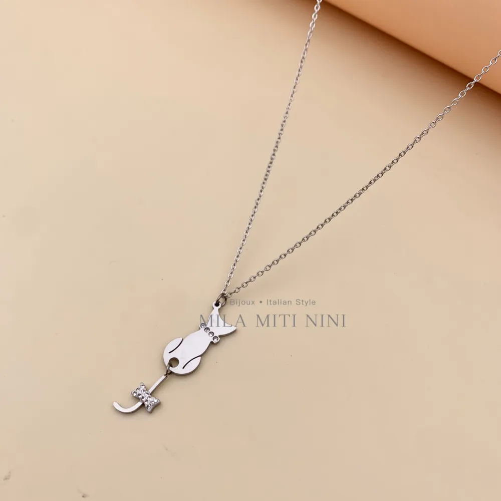 Gatto-Collana Corta in Acciaio - CAC413-1686