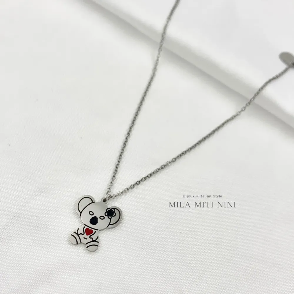 Koala Smaltata-Collana Corta in Acciaio - CAC-413-1720