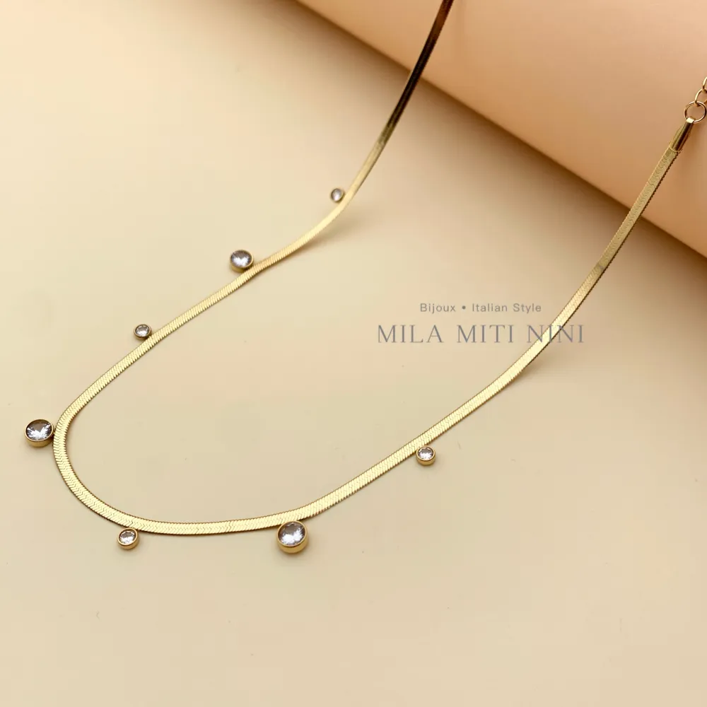 Catena Serpente con P.luce -Collana Corta in Acciaio - CAC413-1819