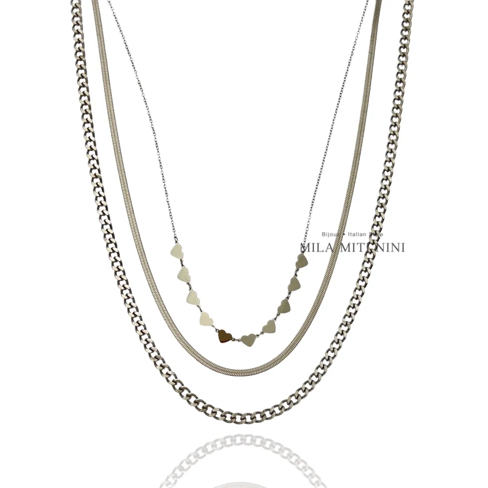 Multifilo Cuore-Collana Corta in Acciaio - CAC-413-1960