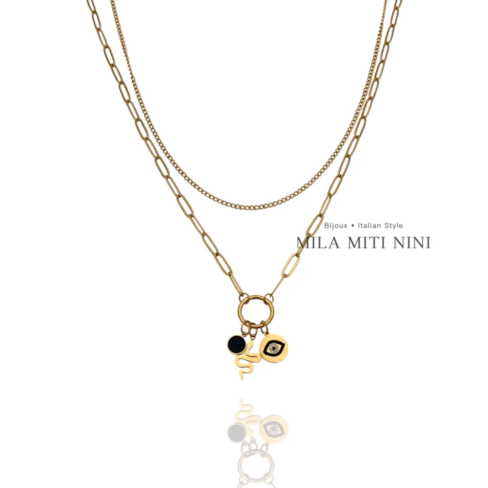 Multifilo Occhio Serpente-Collana Corta in Acciaio - CAC-413-2103