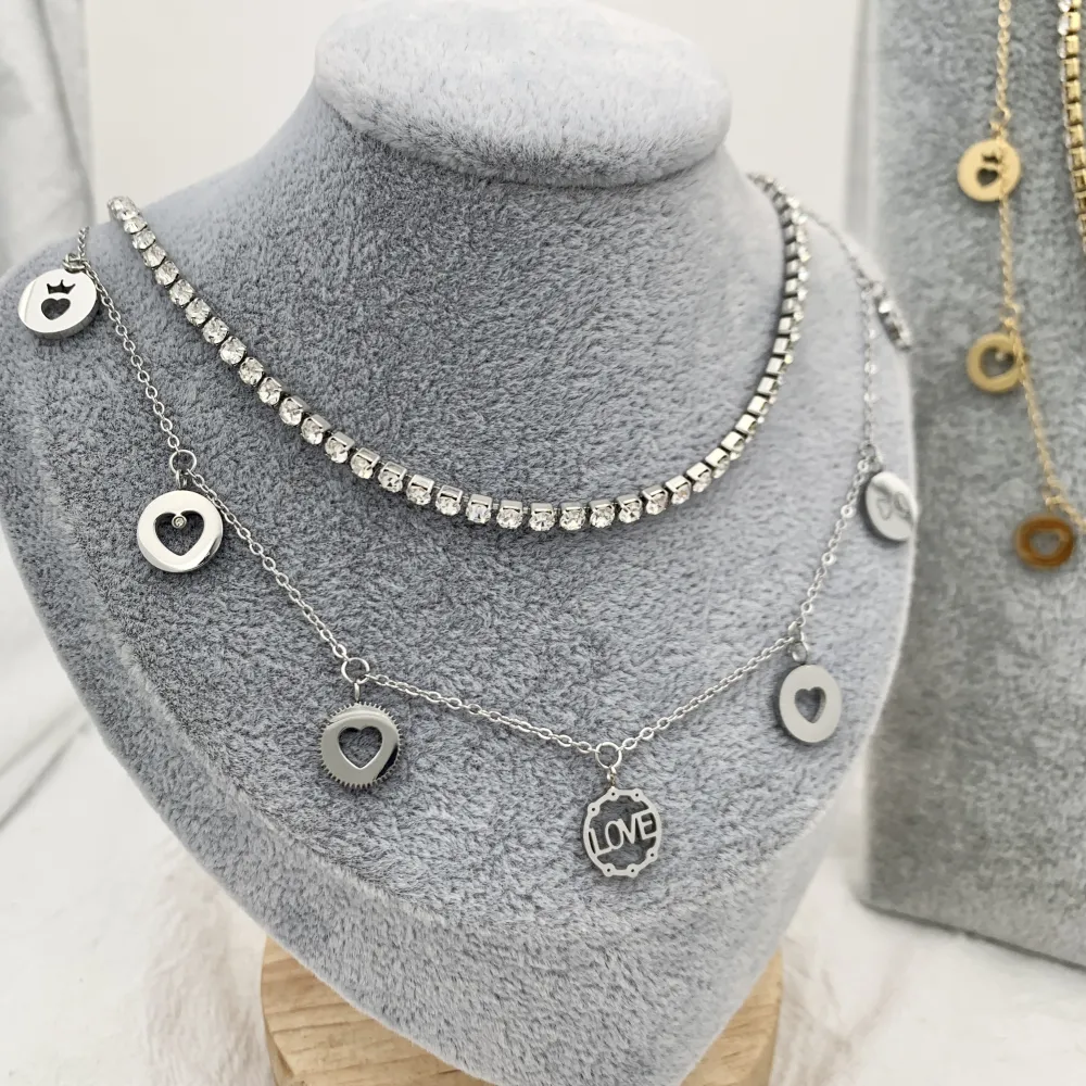 Multifilo Love Cuore-Collana Corta in Acciaio - CAC-413-2115