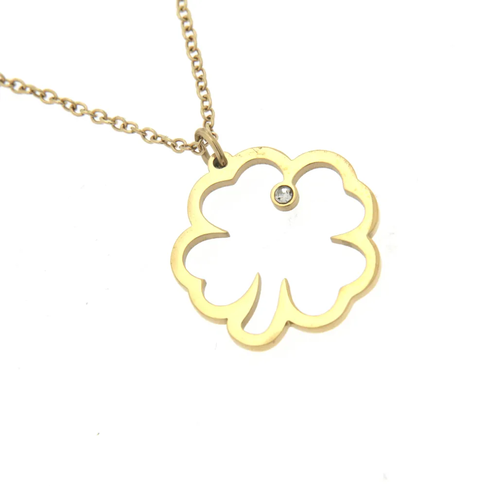 Quadrifoglio 3356- Collana Corta in Acciaio - CAC-413-2129