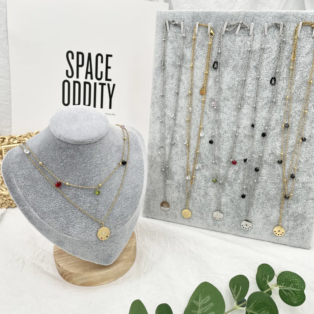 Doppio con Occhio-Collana Corta in Acciaio - CAC-413-2155