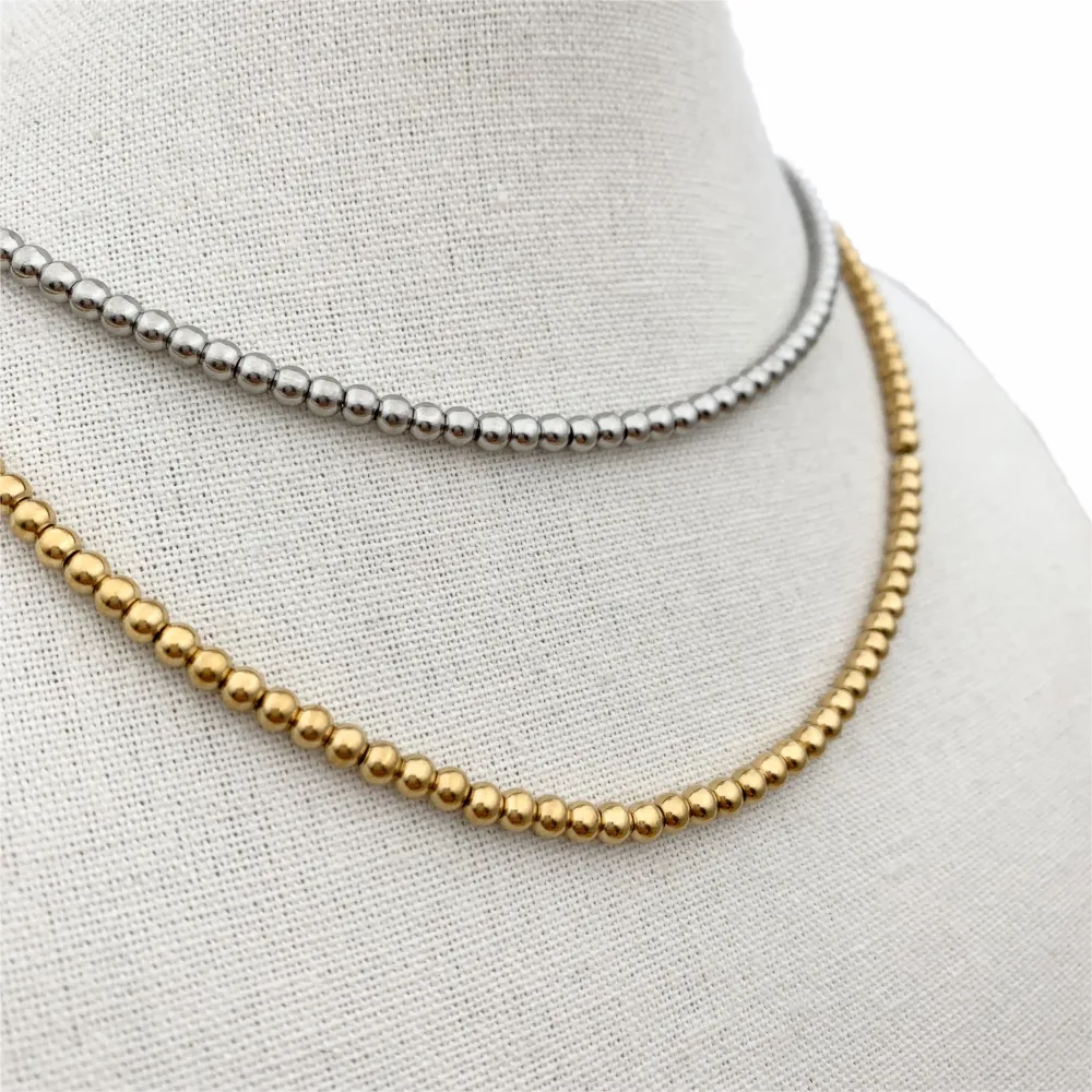 Pallina 4mm-Collana Corta in Acciaio - CAC-413-2185 4mm