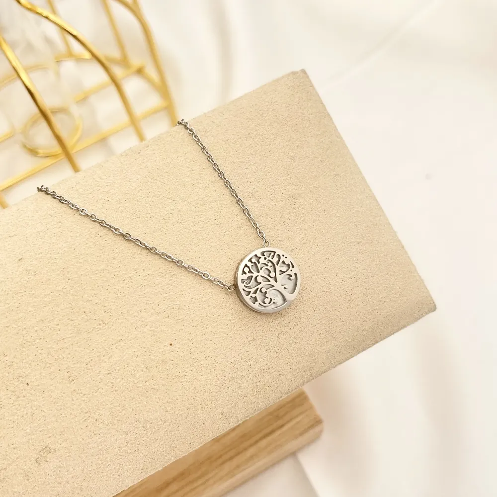 Albero della Vita-Collana Corta in Acciaio - CAC-413-2198