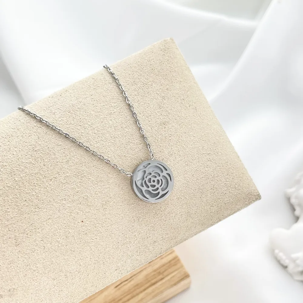 Rosa-Collana Corta in Acciaio - CAC-413-2198S