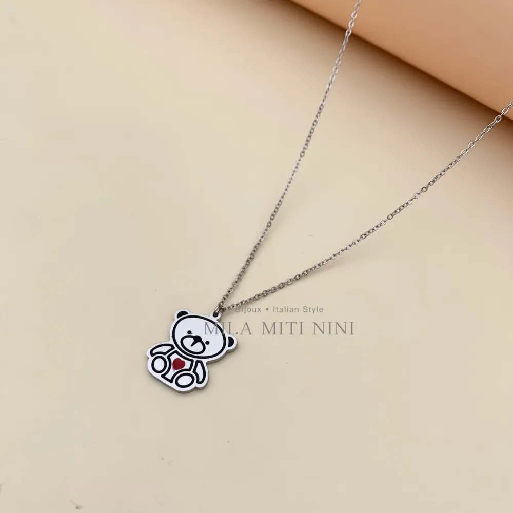 Orsetto Smaltata-Collana Corta in Acciaio - CAC413-2316