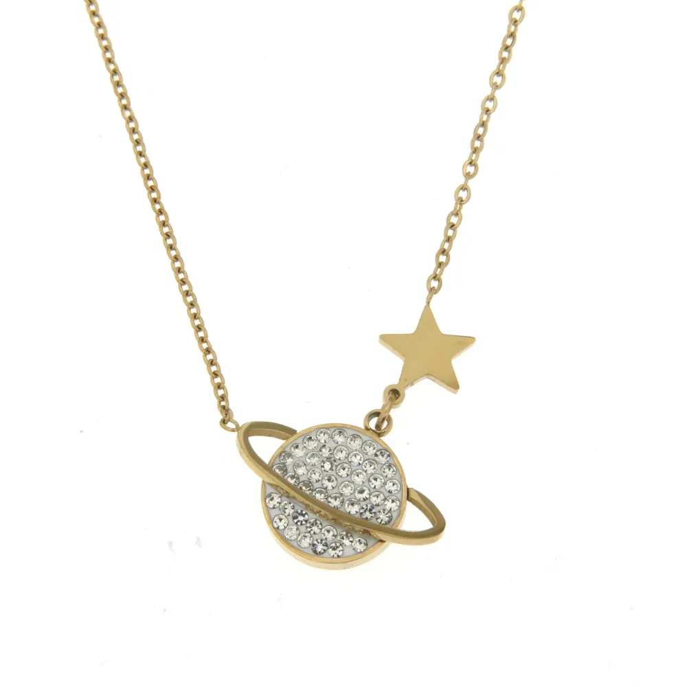 Universo - Girocollo in Acciaio con Strass - CAC-413-249