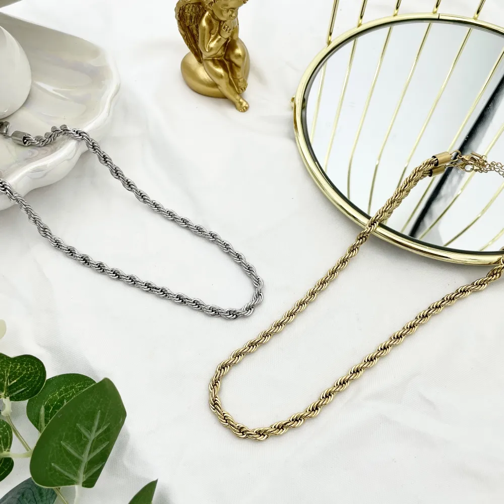 Torchon 6mm-Collana Corta in Acciaio - CAC-413-6mm