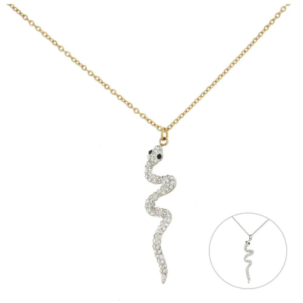 Serpente - Girocollo in Acciaio con Strass - CAC6339-Serpente - Girocollo in Acciaio con Strass