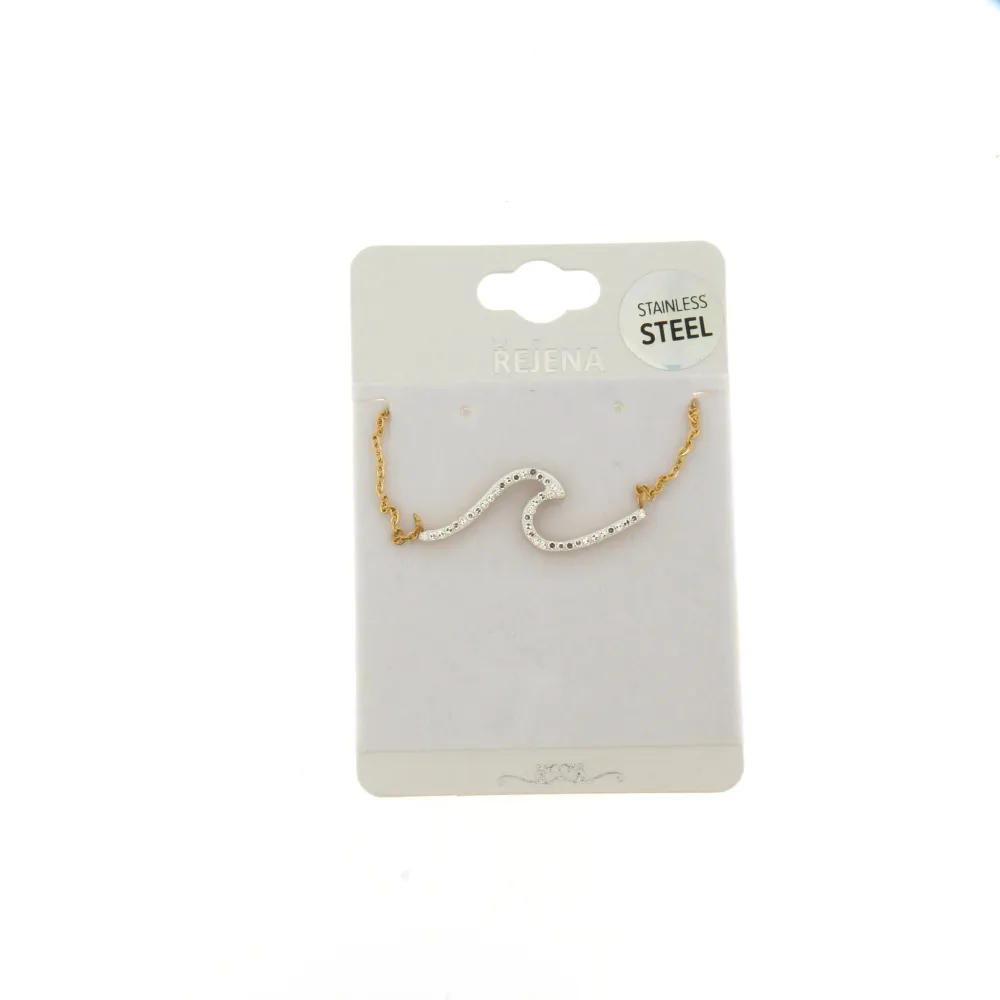 CAC6781-Onda con Strass-Collana Girocollo in Acciaio - CAC6781-Onda con Strass-Collana Girocollo in Acciaio