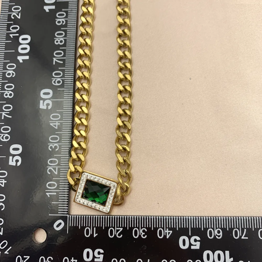 CAC7048-Rettangolo-Collana Corta in Acciaio - CAC7048-Rettangolo-Collana Corta in Acciaio