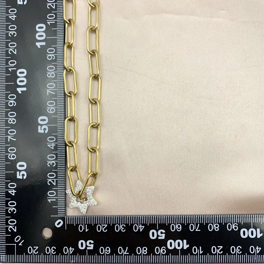 CAC7306-Catena con Stella- Collana Corta in Acciaio - CAC7306-Catena con Stella- Collana Corta in Acciaio