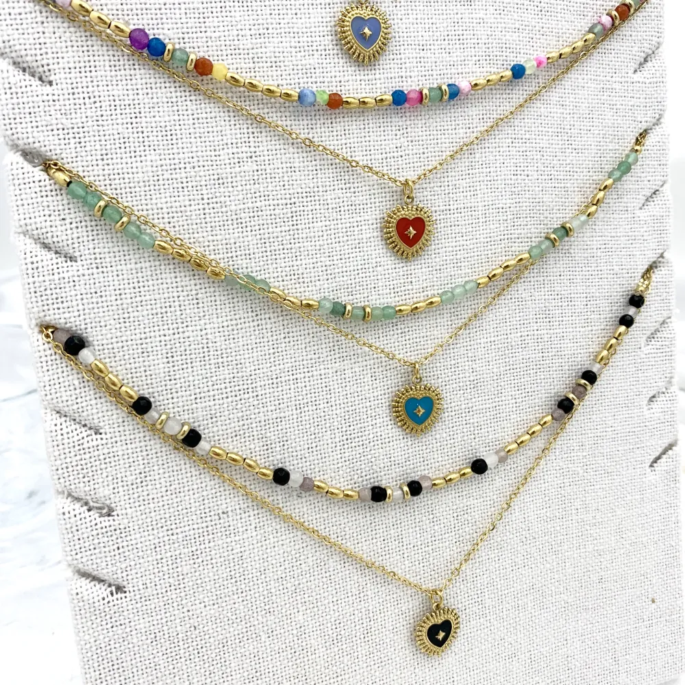 Doppio con Sacro Cuore-Collana Corta in Acciaio - CAC-732-25