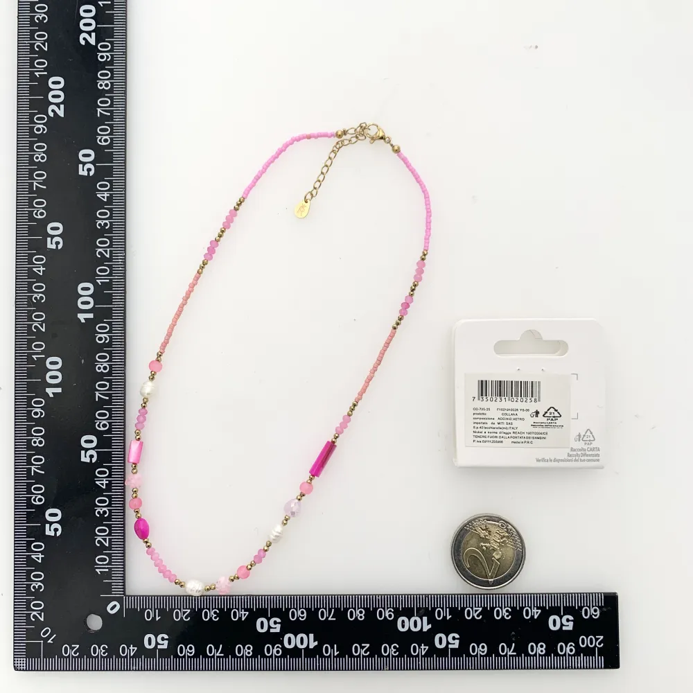 Catena con Perline-Collana Corta in Acciaio - CAC-735-25