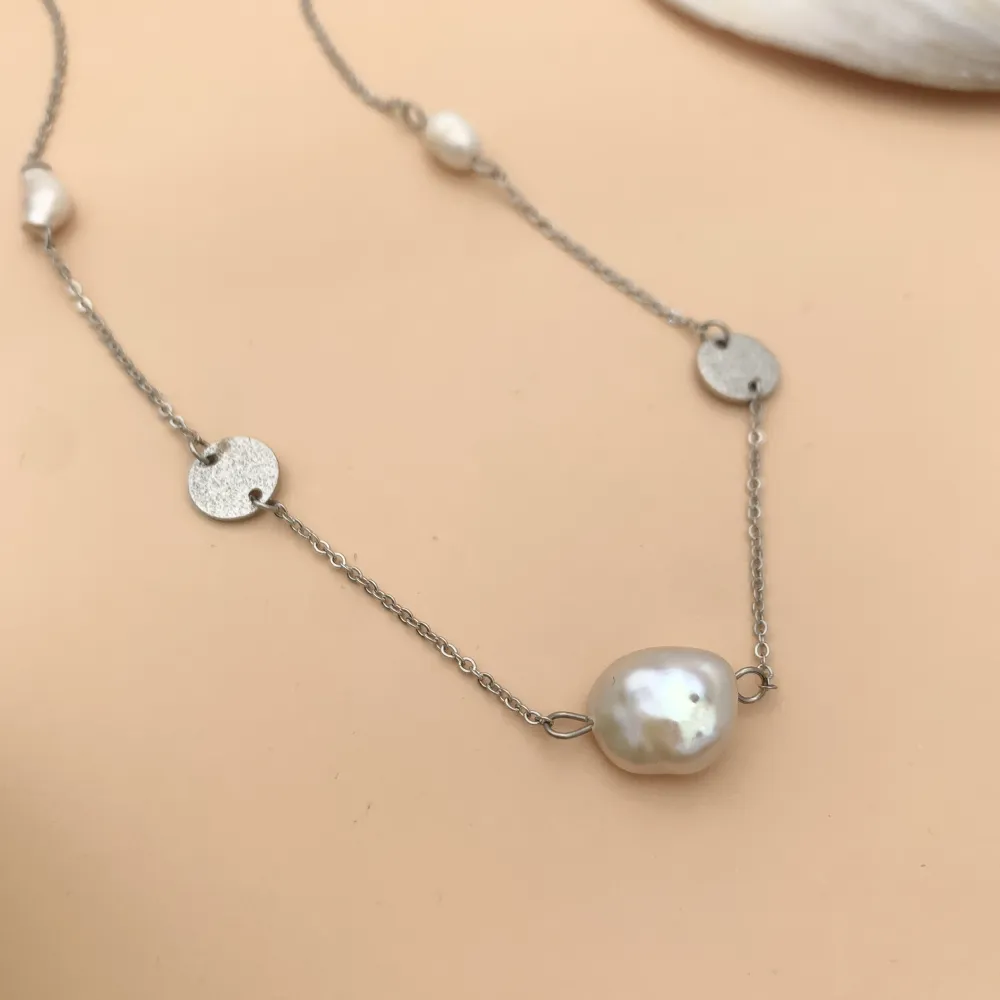 CAC7605-Perla -Collana Corta in Acciaio - CAC7605-Perla -Collana Corta in Acciaio