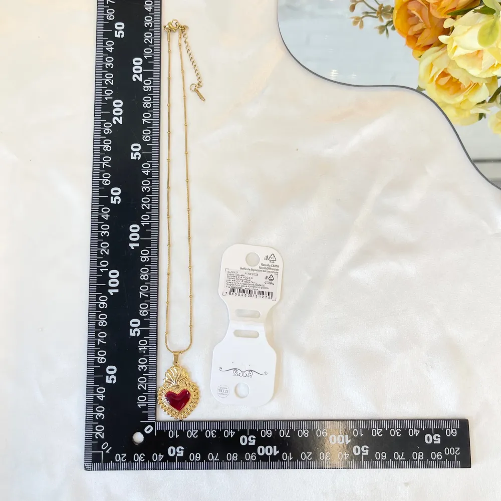 Scro Cuore Smaltato-Collana Girocollo in Acciaio - CAC-783-27