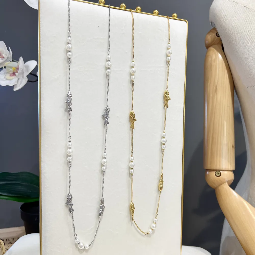 Pesce-Collana Lunga in Acciaio - CAL-103-AA5074N 86+5cm