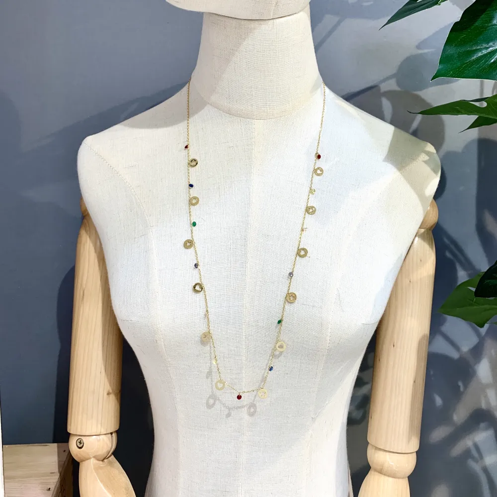 Stella e Zirconia-Collana Lunga in Acciaio - CAL-103-AA835N