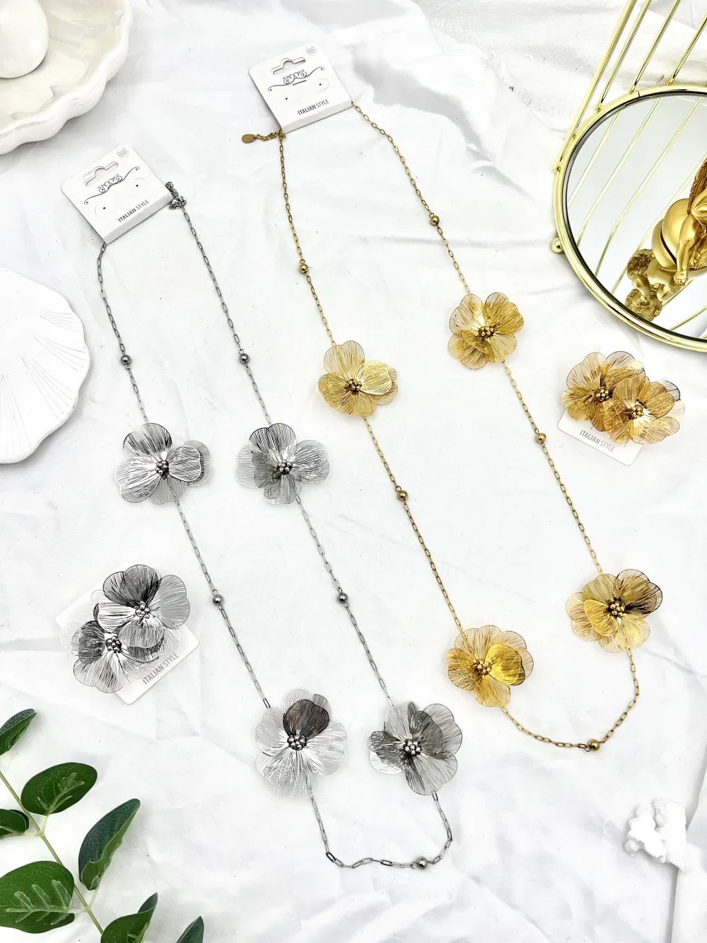 Fiore-Collana Lunga in Acciaio - CAL-732-195