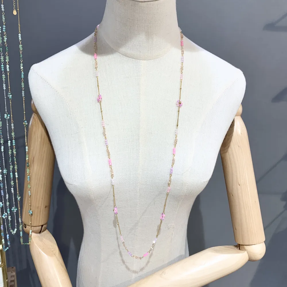 Margherita Fiore Colorato-12pz Collane Lunghe in Acciaio - CAL-735-27