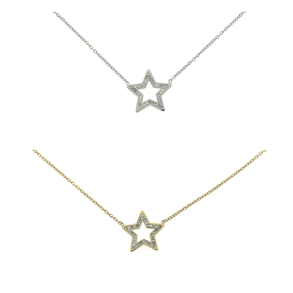 CAS- Stella 4618 - Collana in Acciaio con Strass - CAS- Stella 4618 - Collana in Acciaio con Strass
