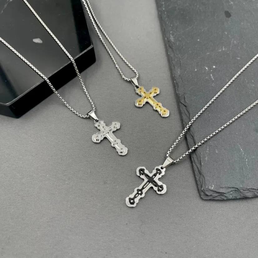 Croce-Collana in Acciaio da Uomo - CAU-600-B226