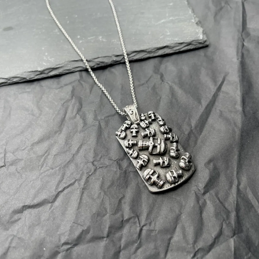 Target con teschi -Collana Lunga in Acciaio da Uomo - CAU-600-B252