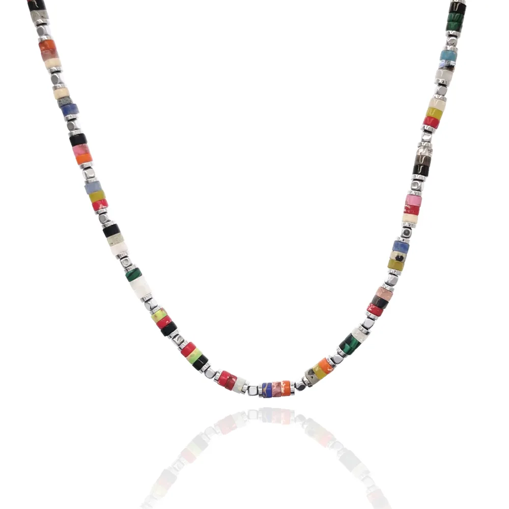 Catena con Perline-Collana da Uomo in Acciaio - CAU-600-H279