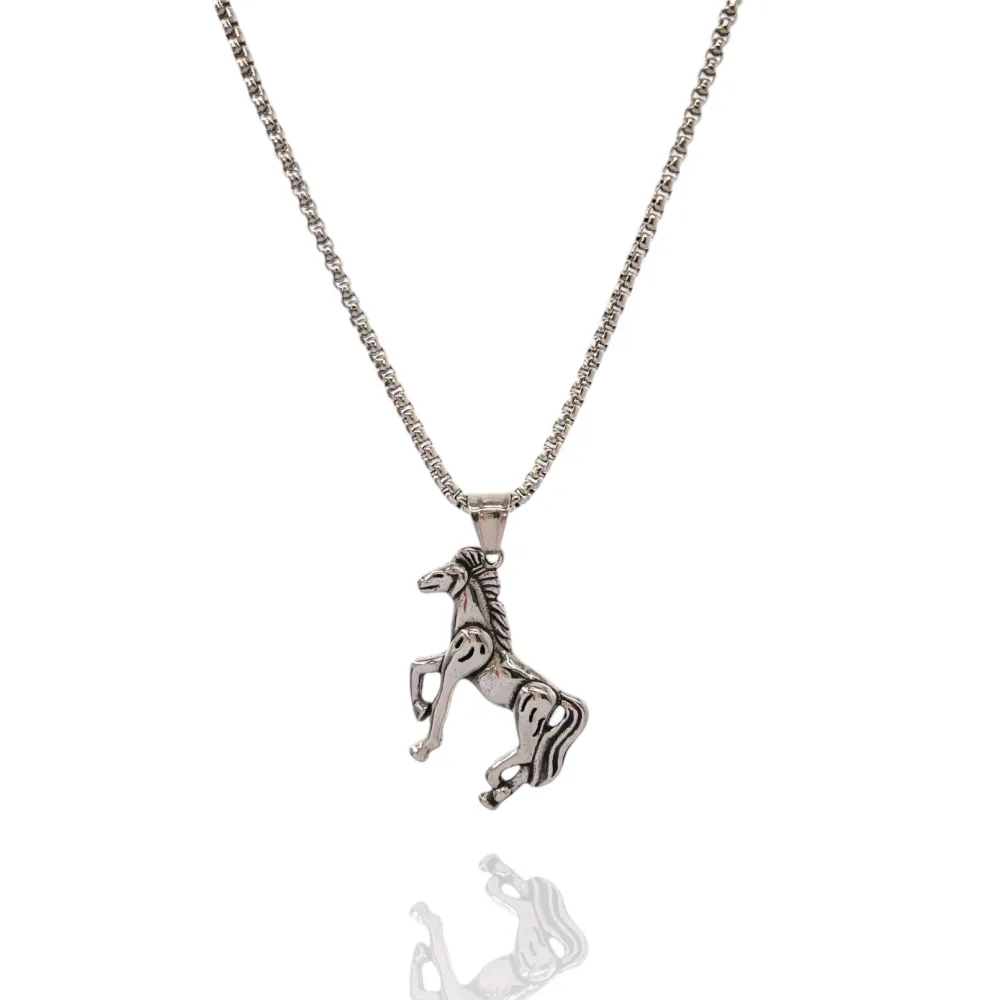 Cavallo-Collana Lunga in Acciaio da Uomo - CAU-717-02