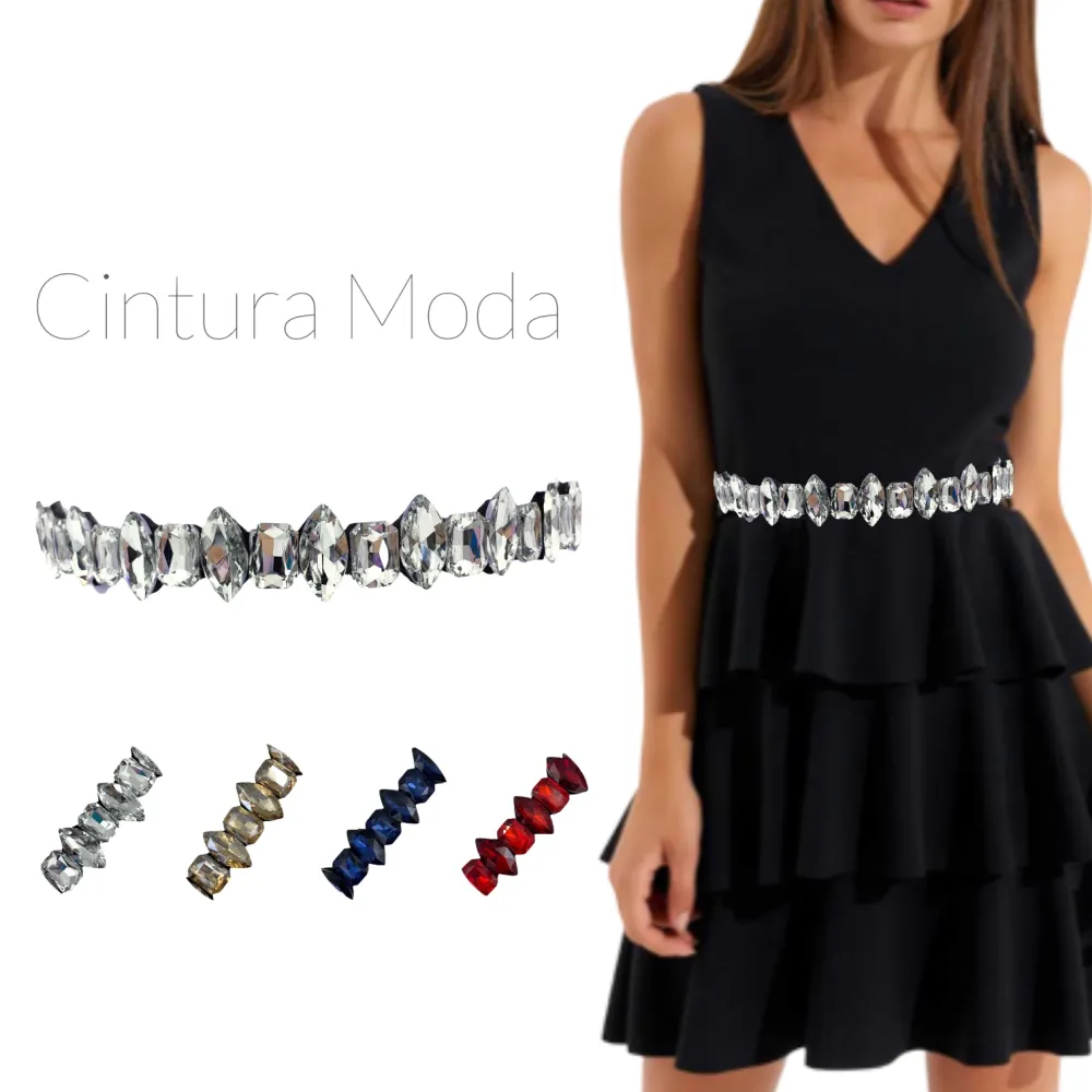 CIN5881-Riso Rettangolare-Cintura con Pietre Colorate - CIN5881-Riso Rettangolare-Cintura con Pietre Colorate