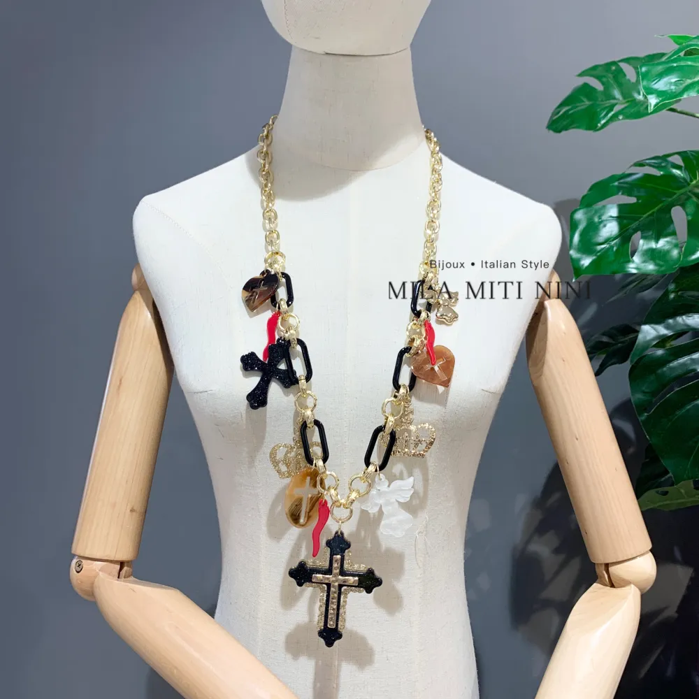 Croce Angelo  -Collana Lunga in Resina - CML-13370AW