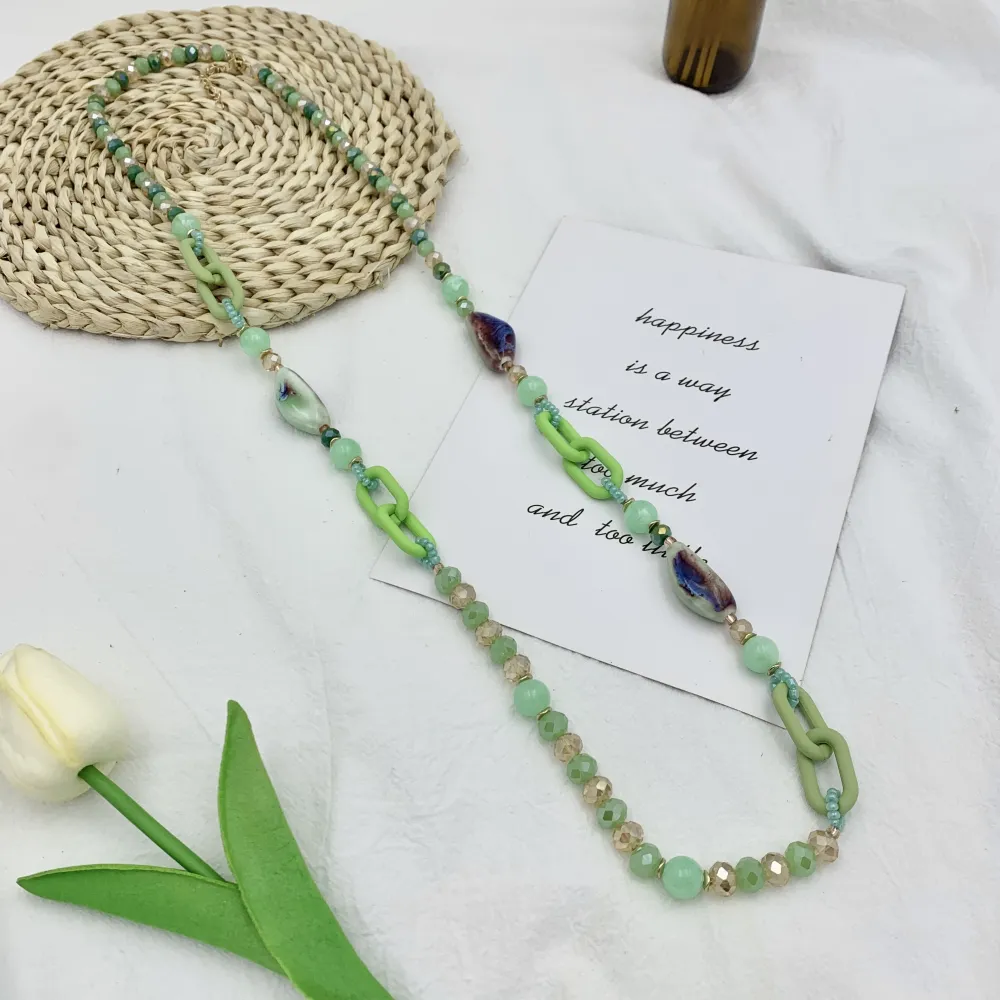 Perline Cristalli  -Collana Lunga Moda - CML-703-02