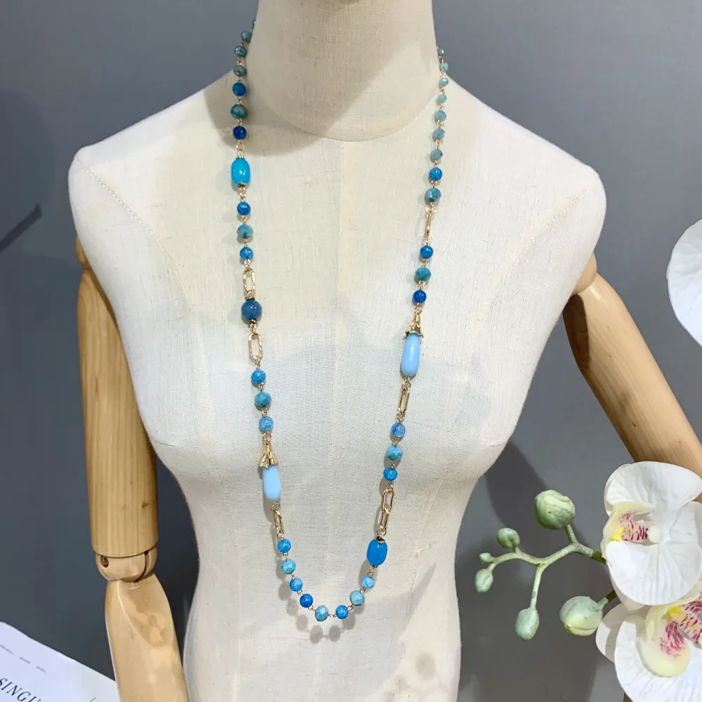 Ovale con Cristalli-Collana Lunga Moda - CML-703-20