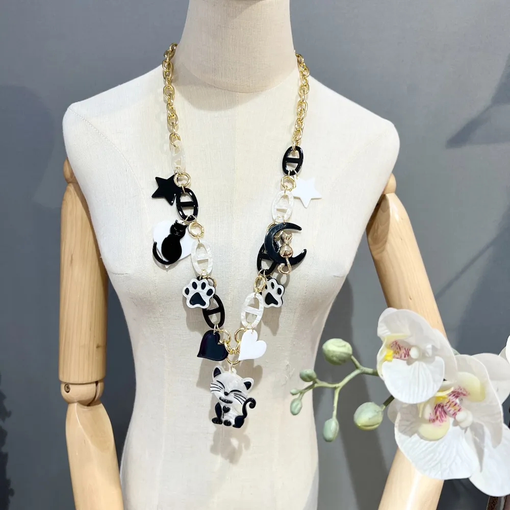 Gatto-Collana Lunga Moda in Resina - CML-YXL13369