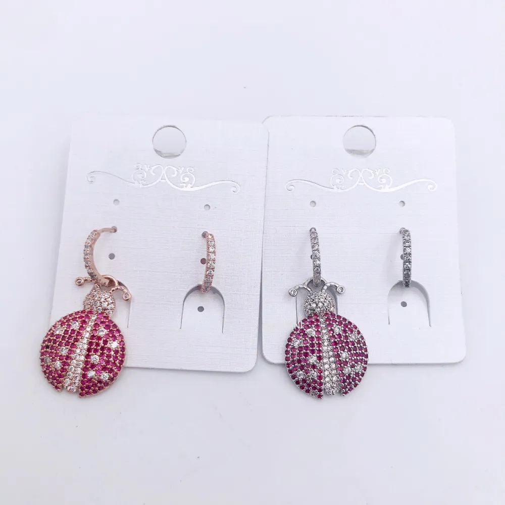 Orecchini zirconia - Coccinella grande  5735  - Orecchini cerchio zirconia