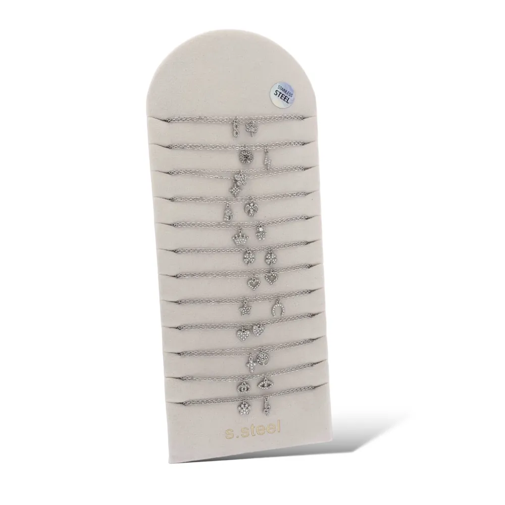 Soggetti Mix con Zirconia-24pz Collane Corte in Acciaio - CPA-103-AA3262-3272N