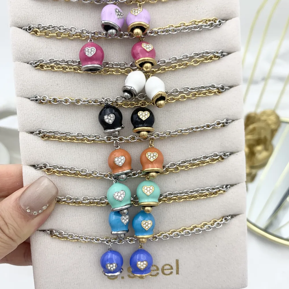 Campanello Smaltato-12pz Collane in Acciaio - CPA-103-AA3438NB