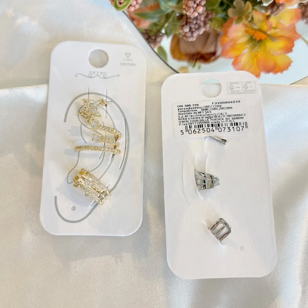 Set 3Pz  -Earcuff con Zirconia - EAK-506-310