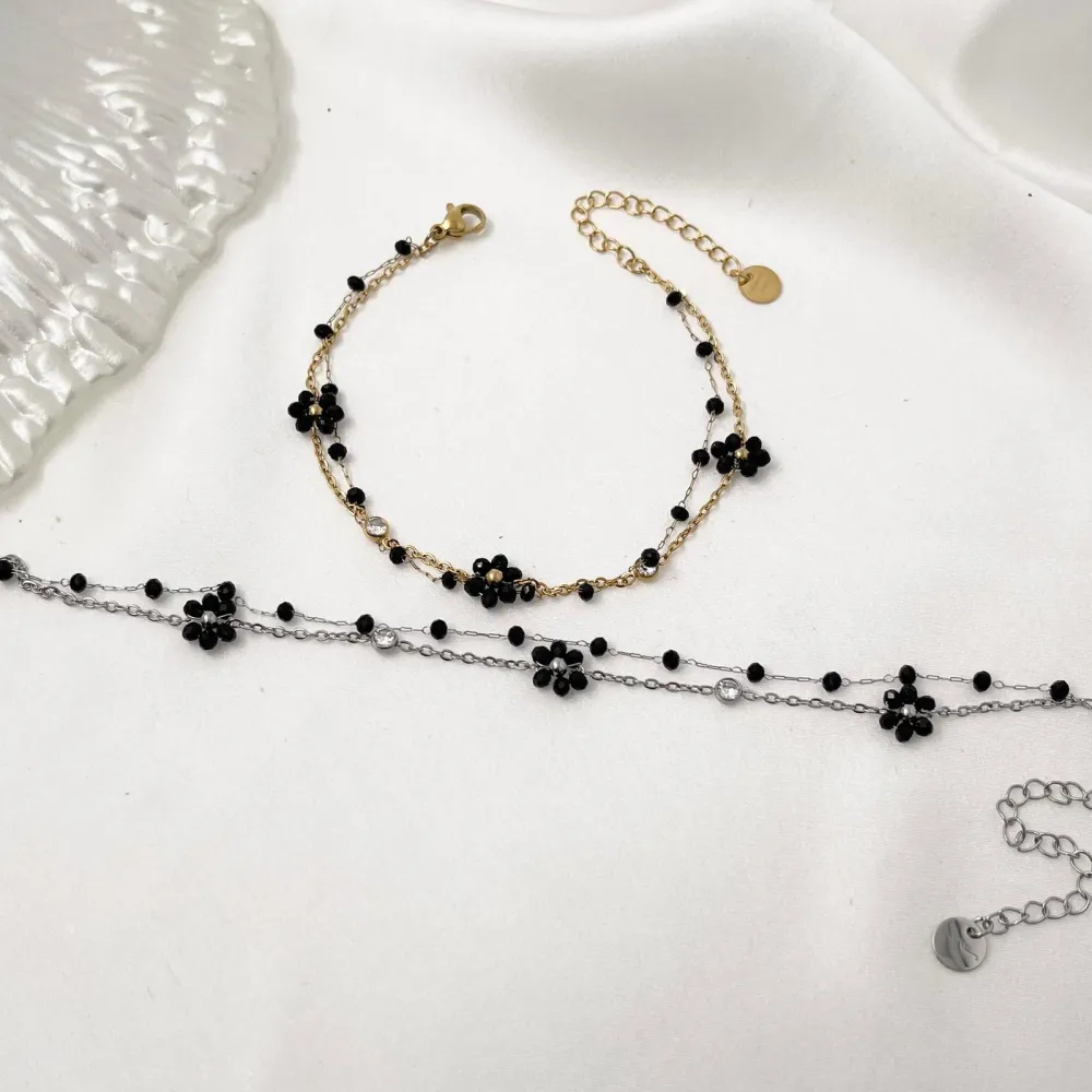 Doppio Filo con Margherita-Cavigliera in Acciaio - KAV-103-AA1179B