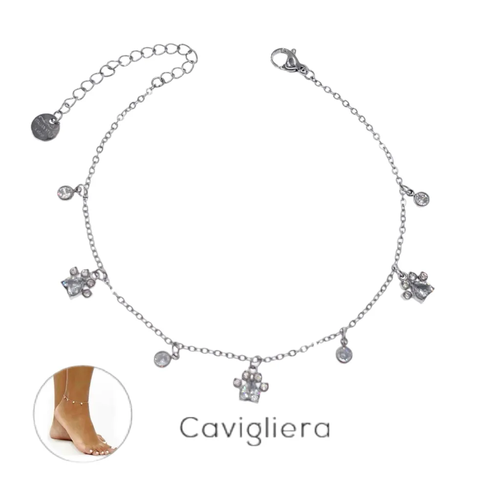 Zampa con Zirconia-Cavigliera in Acciaio - KAV-103-AA2769B