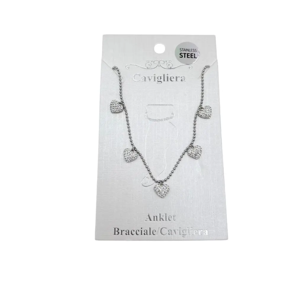KAV7721-Cuore Strass-Cavigliere in Acciaio - KAV-413-123