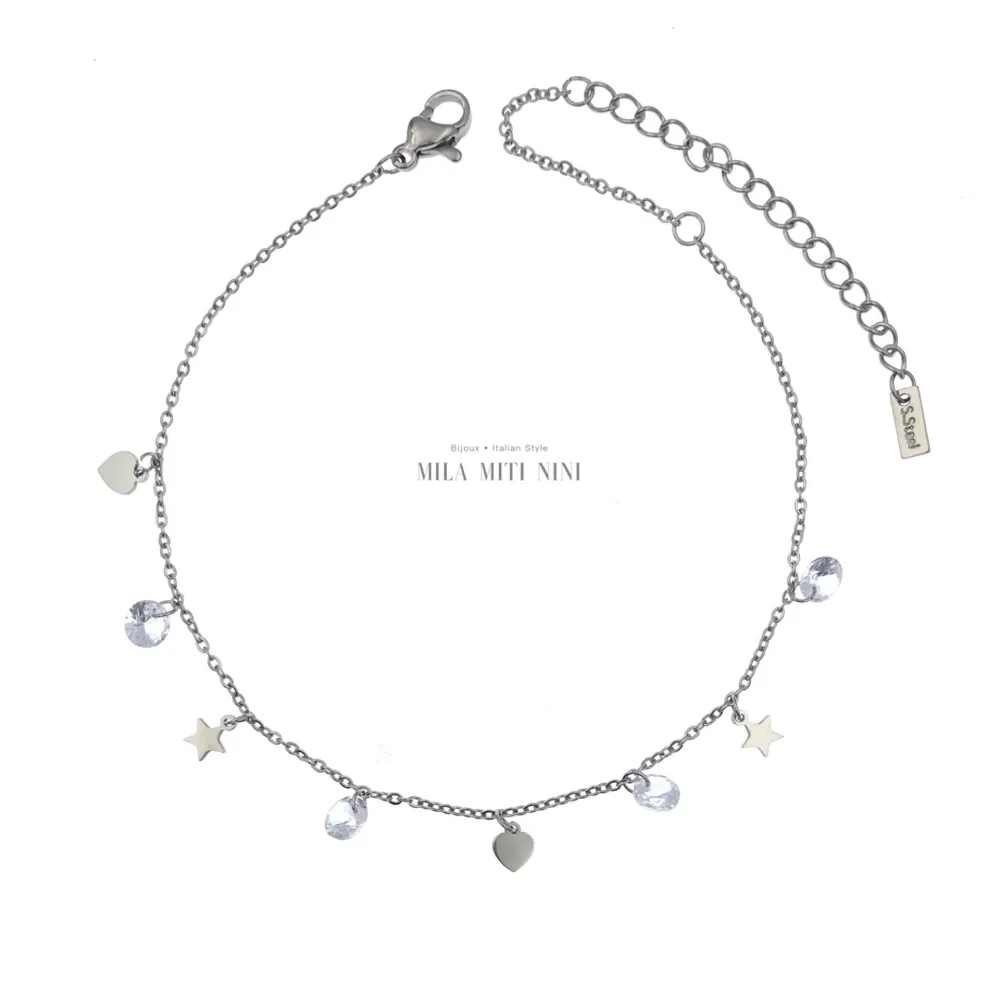 KAV7724-Stella Cuore Zirconia-Cavigliere in Acciaio - KAV-413-212